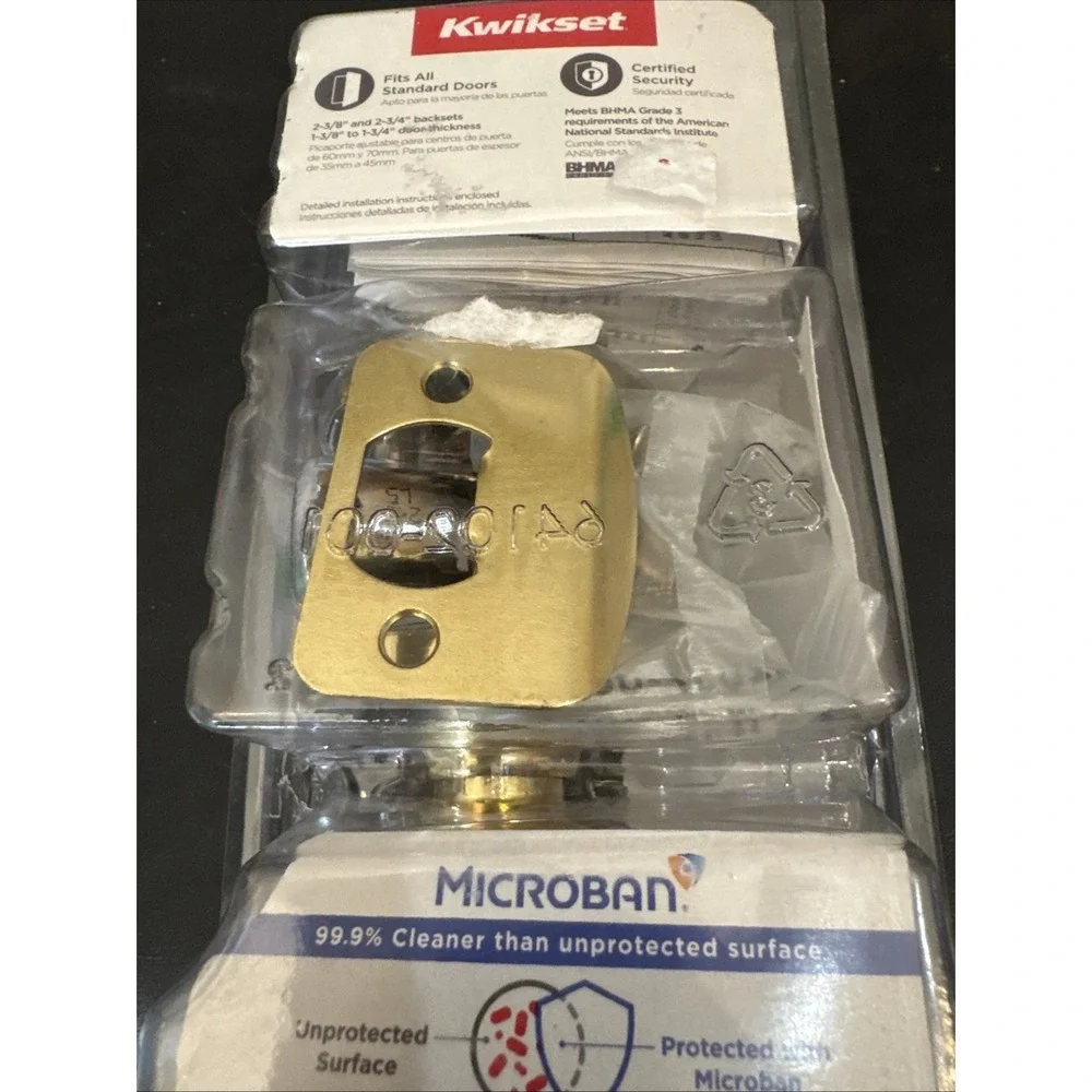 Kwikset Microban Hall Closet Doorknob, Polished Brass‎